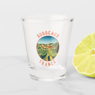 Bordeaux France Retro Distressed Circle Shot Glass