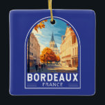 Bordeaux France Travel Art Emblem Ceramic Ornament<br><div class="desc">Bordeaux retro vector travel design. Bordeaux,  hub of the famed wine-growing region,  is a port city on the Garonne River in southwestern France.</div>