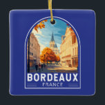 Bordeaux France Travel Art Emblem Ceramic Ornament<br><div class="desc">Bordeaux retro vector travel design. Bordeaux,  hub of the famed wine-growing region,  is a port city on the Garonne River in southwestern France.</div>