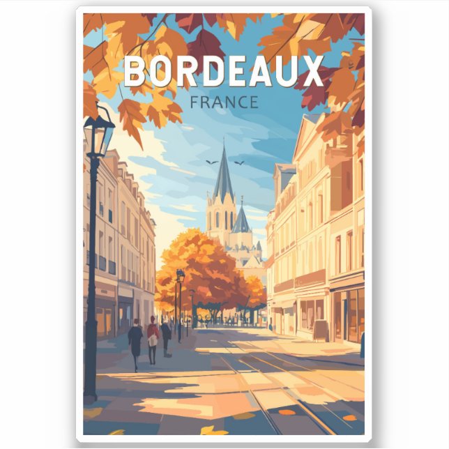Bordeaux France Vineyard Travel Art Vintage (Front)