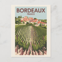 Bordeaux France Vineyard Travel Art Vintage