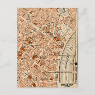 Bordeaux France Vintage Map Postcard