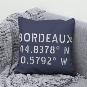 Bordeaux Latitude Longitude Cushion