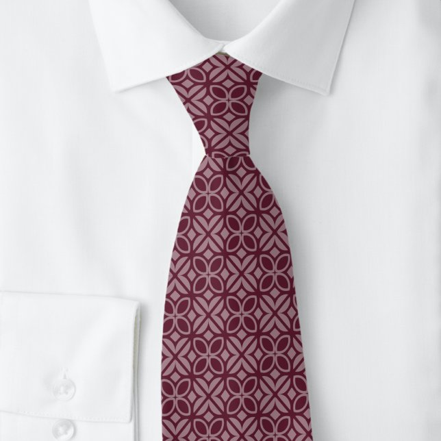 Bordeaux Leaves & Lines Tie (Creator Uploaded)