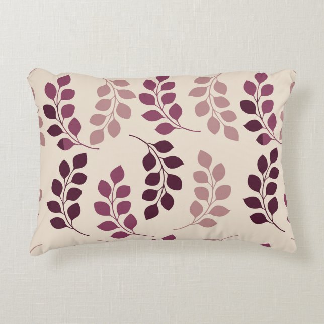 Bordeaux Modern Botanical Japandi Decorative Cushion (Front)