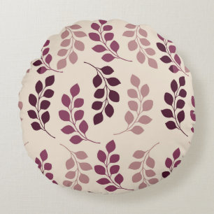 Bordeaux Modern Botanical Japandi Round Cushion