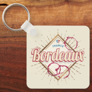 Bordeaux Nouvelle-Aquitaine France Retro Wine Lugg Key Ring