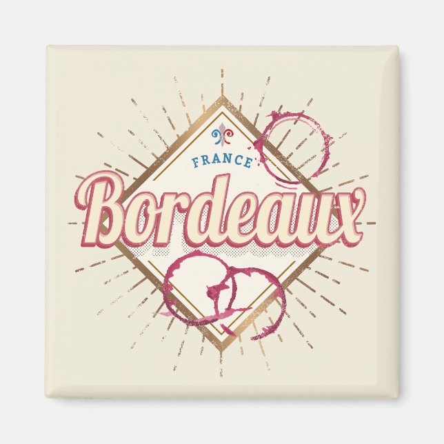 Bordeaux Nouvelle-Aquitaine France Retro Wine Magnet (Front)