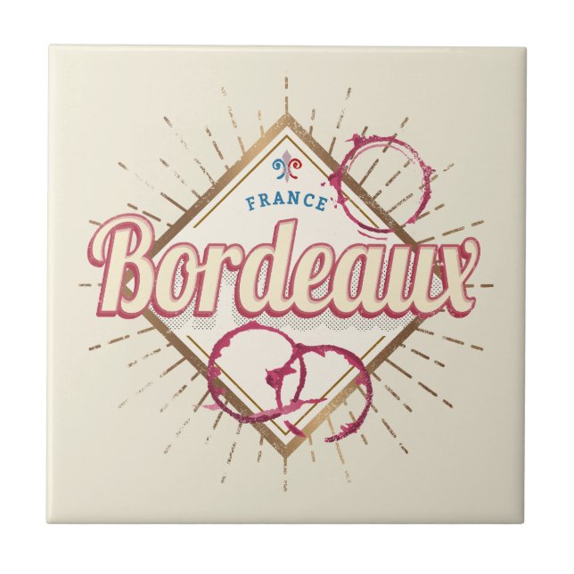 Bordeaux Nouvelle-Aquitaine France Retro Wine Tile (Front)