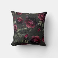 Bordeaux Red Roses Shadowy Grey Floral 