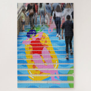 Bordeaux, Streetart used to decorate busy steps. Jigsaw Puzzle