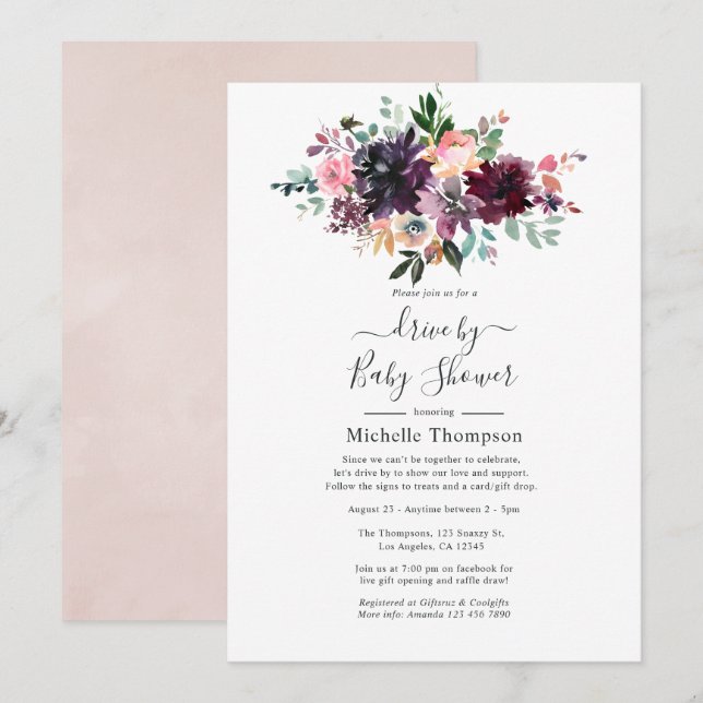 Bordeaux Wine Drive By Bridal or Baby Shower Invitation (Front/Back)