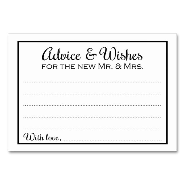 Border Advice & Wishes for New Mr Mrs Cards (Front)