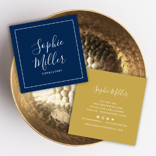 Border Calligraphy Social Media Editable Colour Square Business Card