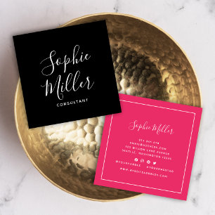Border Calligraphy Social Media Editable Colour Square Business Card