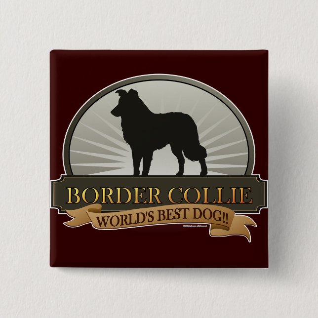 Border Collie 15 Cm Square Badge (Front)