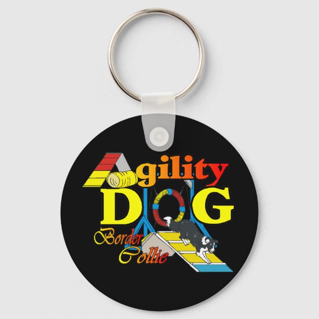 Border Collie Agility Gifts Key Ring (Front)