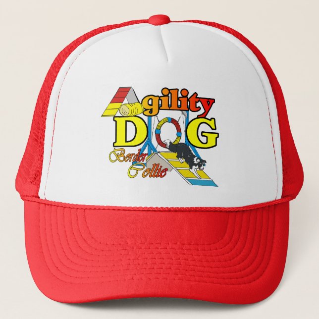 Border Collie Agility Gifts Trucker Hat (Front)
