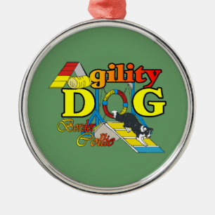 Border Collie Agility Metal Tree Decoration