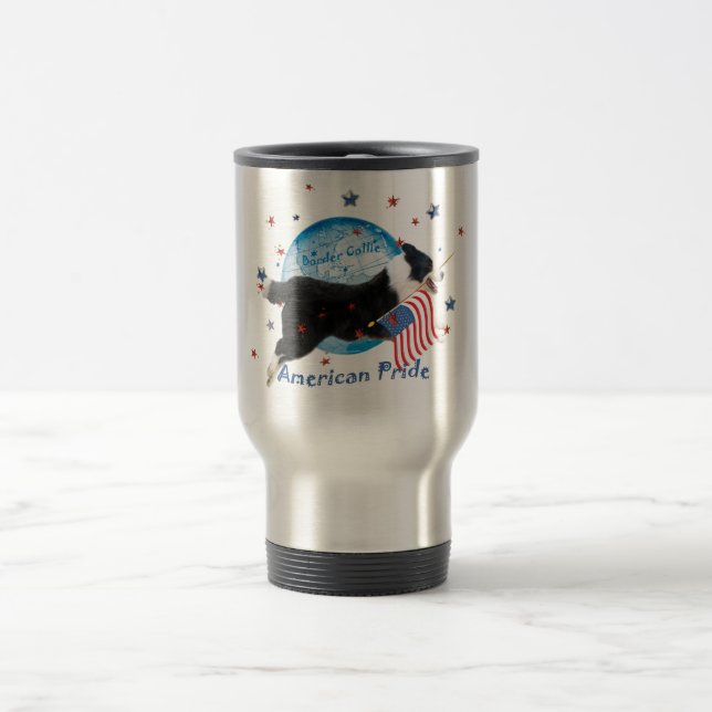 Border Collie American Pride Travel Mug (Center)