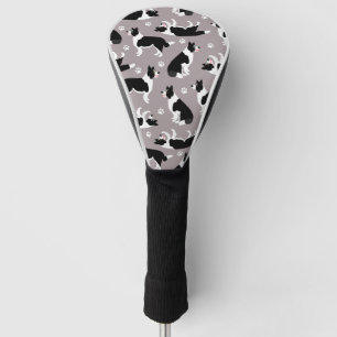 Border Collie and Paw Print Golf Head Cover