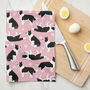Border Collie and Paw Print Kitchen Towel