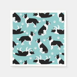 Border Collie and Paw Print Party Napkin
