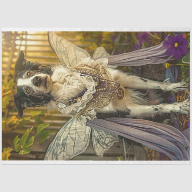 Border Collie Angel Celestial Decoupage Tissue Paper (Front)