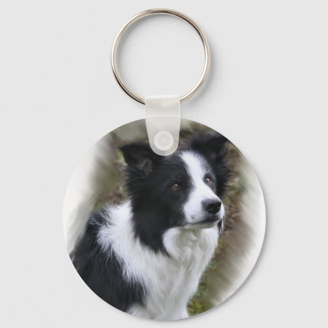 Border Collie Art Gifts Key Ring (Front)