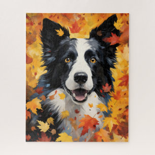 Border Collie Autumn Thanksgiving Jigsaw Puzzle