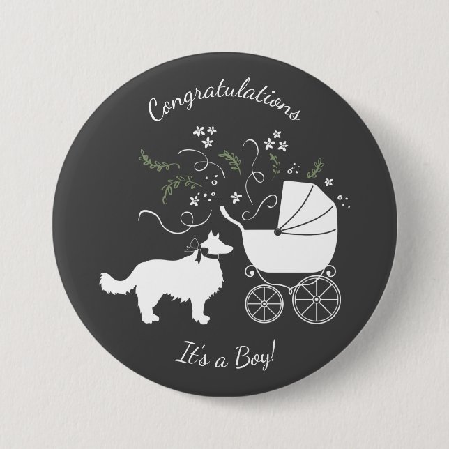 Border Collie Baby Shower 7.5 Cm Round Badge (Front)
