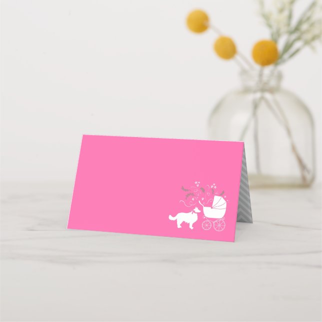 Border Collie Baby Shower Place Card (Front)