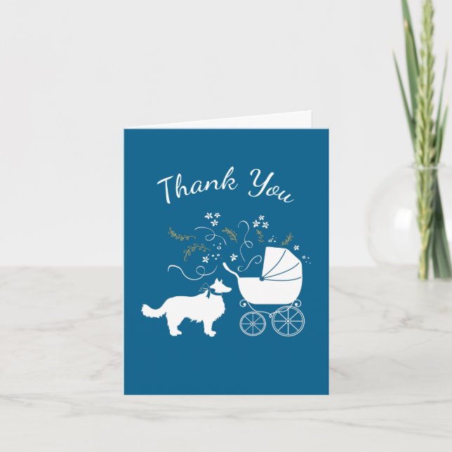 Border Collie Baby Shower Thank You Card (Front)