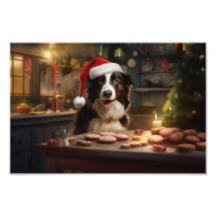 Border Collie Baking Christmas Cookies Photo Print