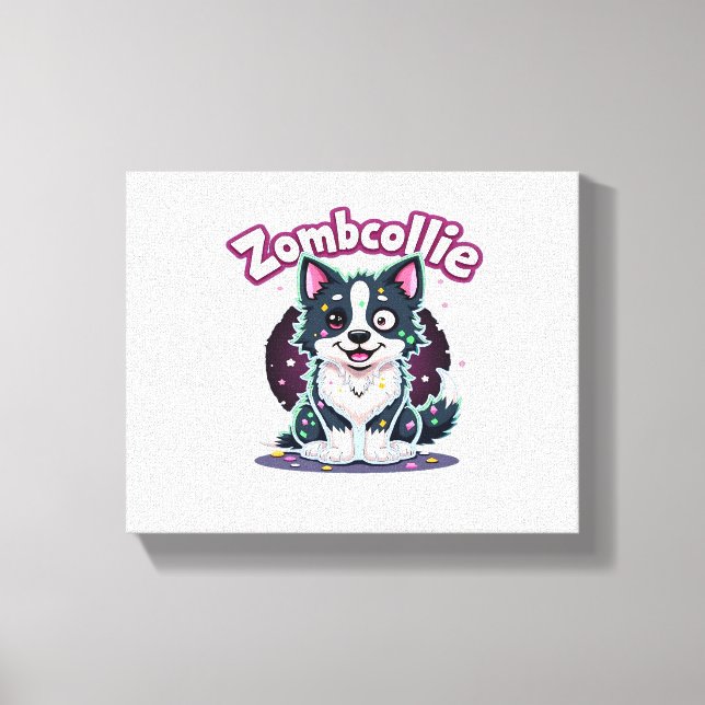 Border Collie BC Zombie Dog Halloween Essential T- Canvas Print (Front)