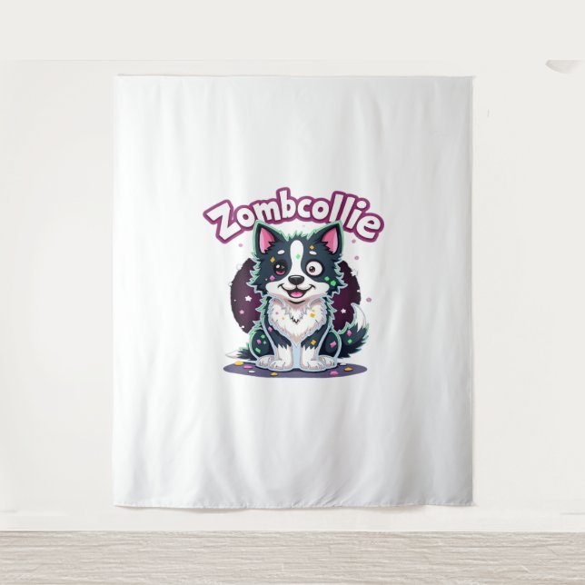 Border Collie BC Zombie Dog Halloween Essential T- Tapestry (Front)