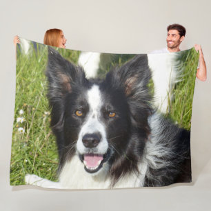 BORDER COLLIE, BEAUTY and  BRAINS Fleece Blanket