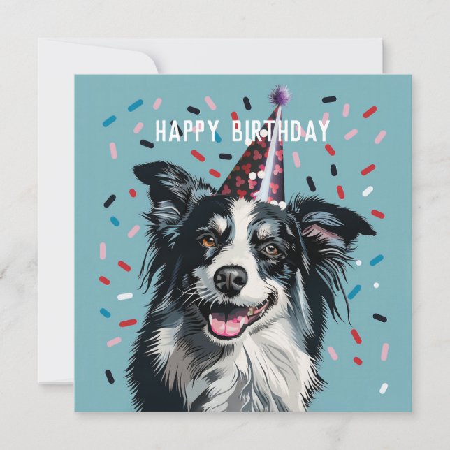 Border Collie Birthday card (Front)