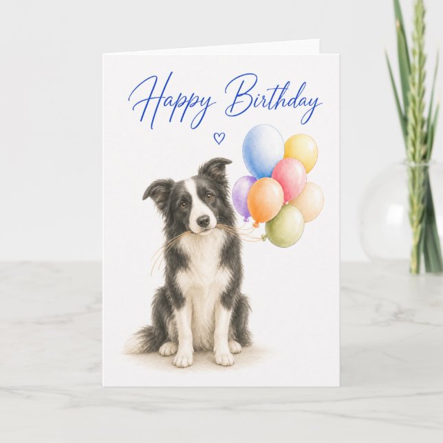 Border Collie Birthday Card (Front)