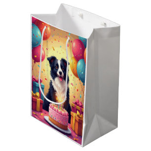 Border Collie Birthday Celebration Medium Gift Bag
