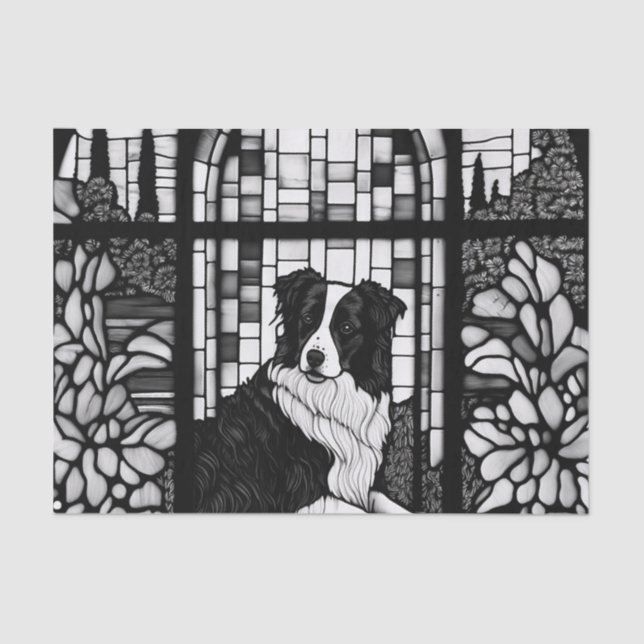 Border Collie Black and White Dogs Shower Curtain Tissue Paper (Front)