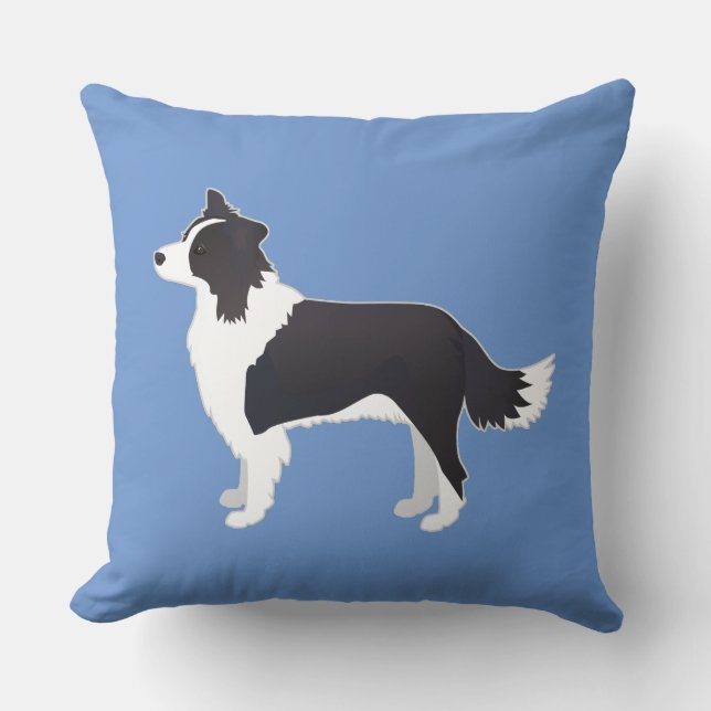 Border Collie Black Dog Breed Side View Silhouette Cushion (Front)