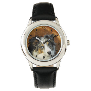 Border Collie Blue Merle Dog Head Pet - dial-plate Watch