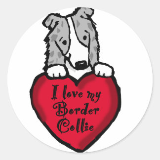 Border Collie (blue merle) Love Classic Round Sticker