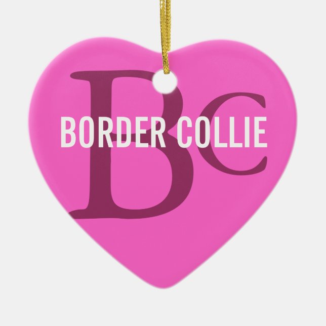 Border Collie Breed Monogram Ceramic Tree Decoration (Front)