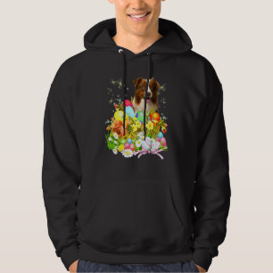 Border Collie Bunny Dog With Easter Eggs Basket Co Hoodie