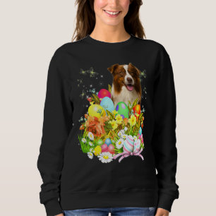 Border Collie Bunny Dog With Easter Eggs Basket Co Sweatshirt