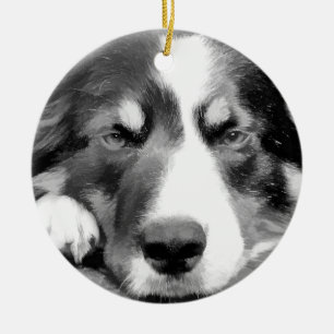BORDER COLLIE CERAMIC TREE DECORATION
