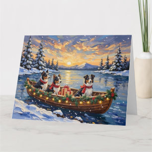 Border Collie Christmas Boat Holiday Card