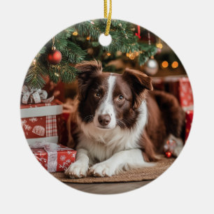 Border Collie Christmas Ceramic Tree Decoration